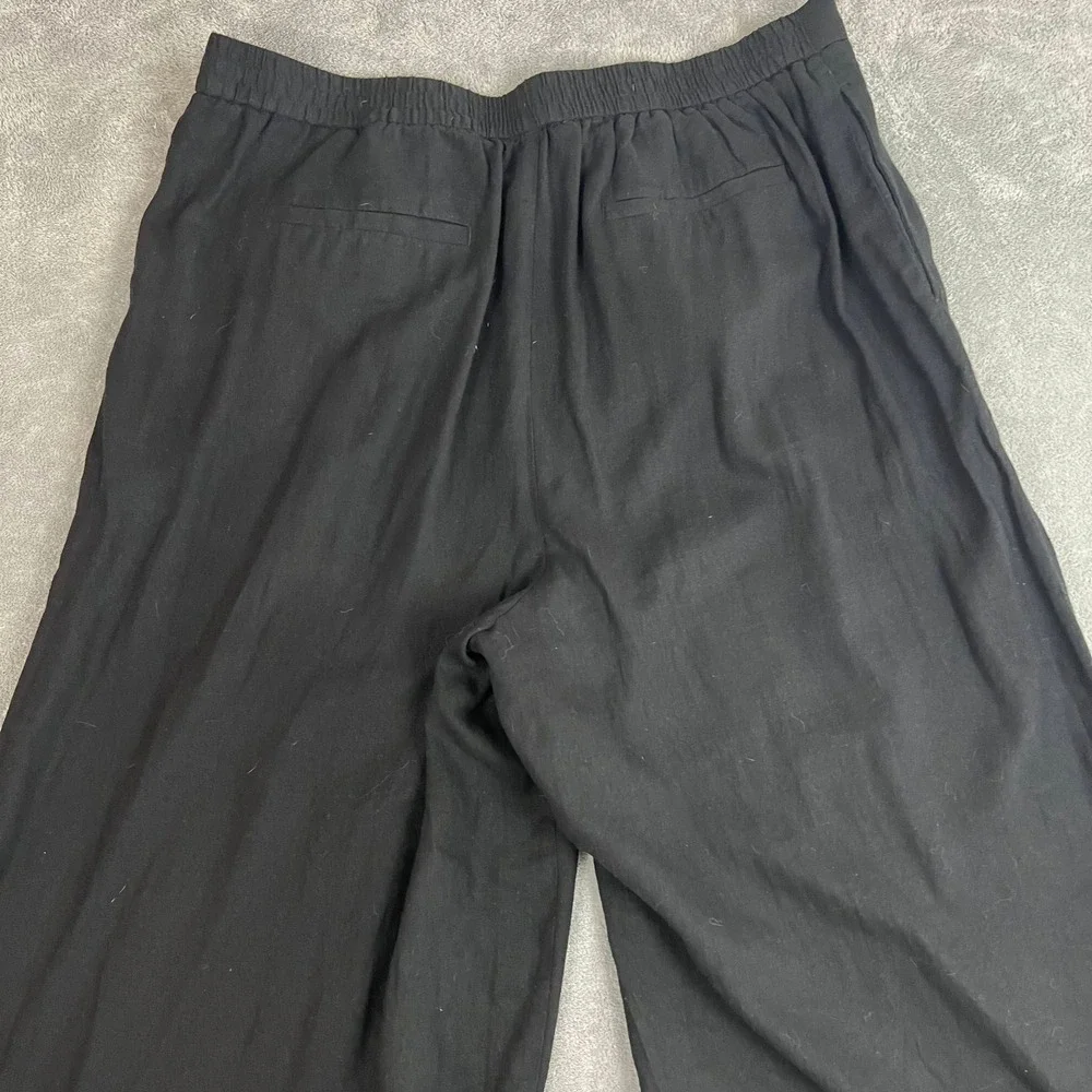 Banana Republic Wide Leg Crop Pants Womens XL Black Linen Blend Boho Resort